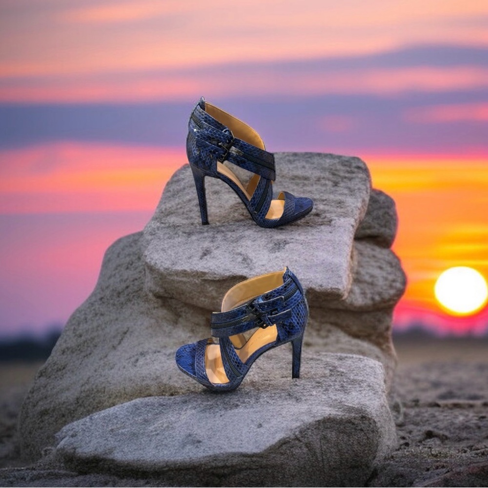 Vince Camuto Navy Strappy Sandal Heels - Picture 16 of 16